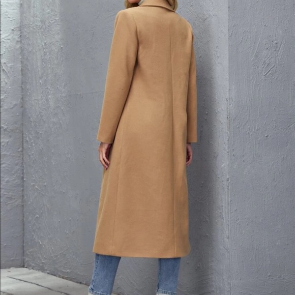 Camel peacoat trench long classic jacket tan brown - Picture 3 of 4
